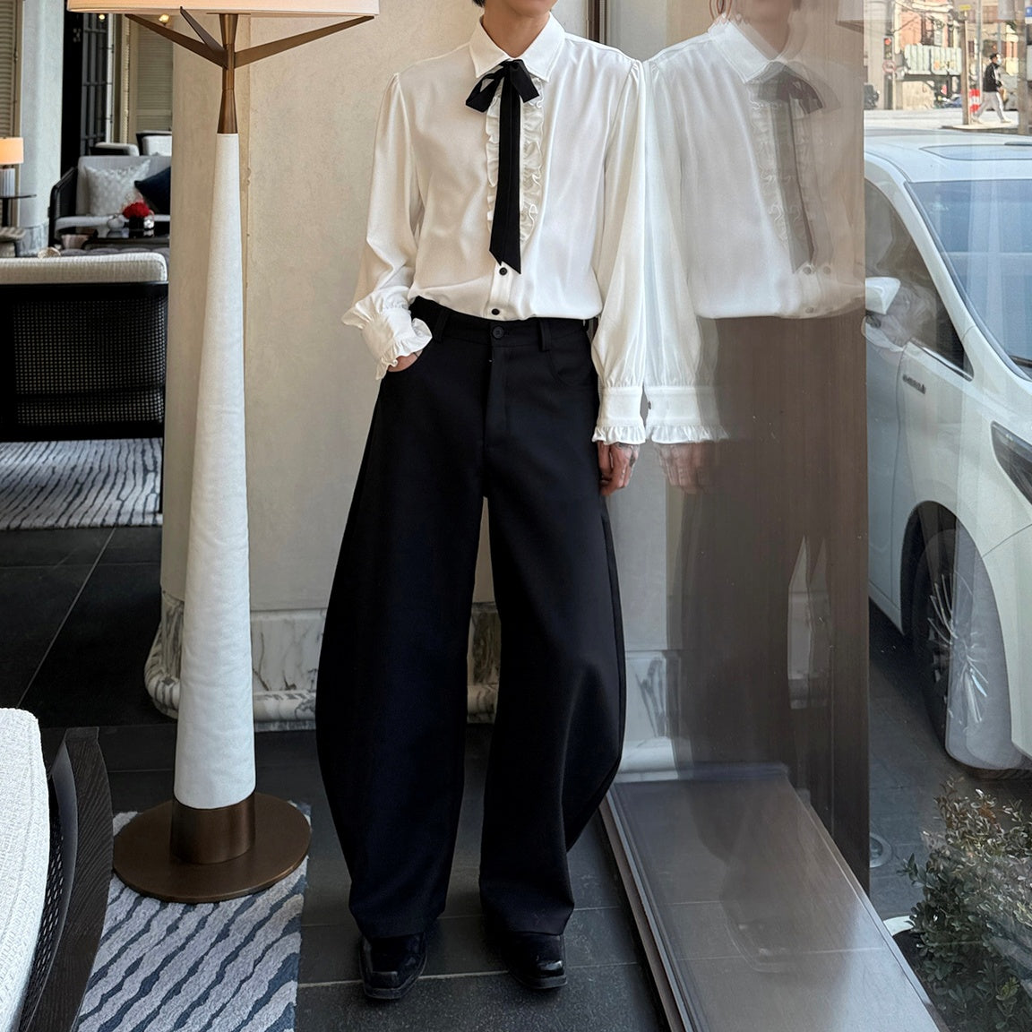 MODEFREAKのフリルリボンタイコリアンシャツ mf3218の画像