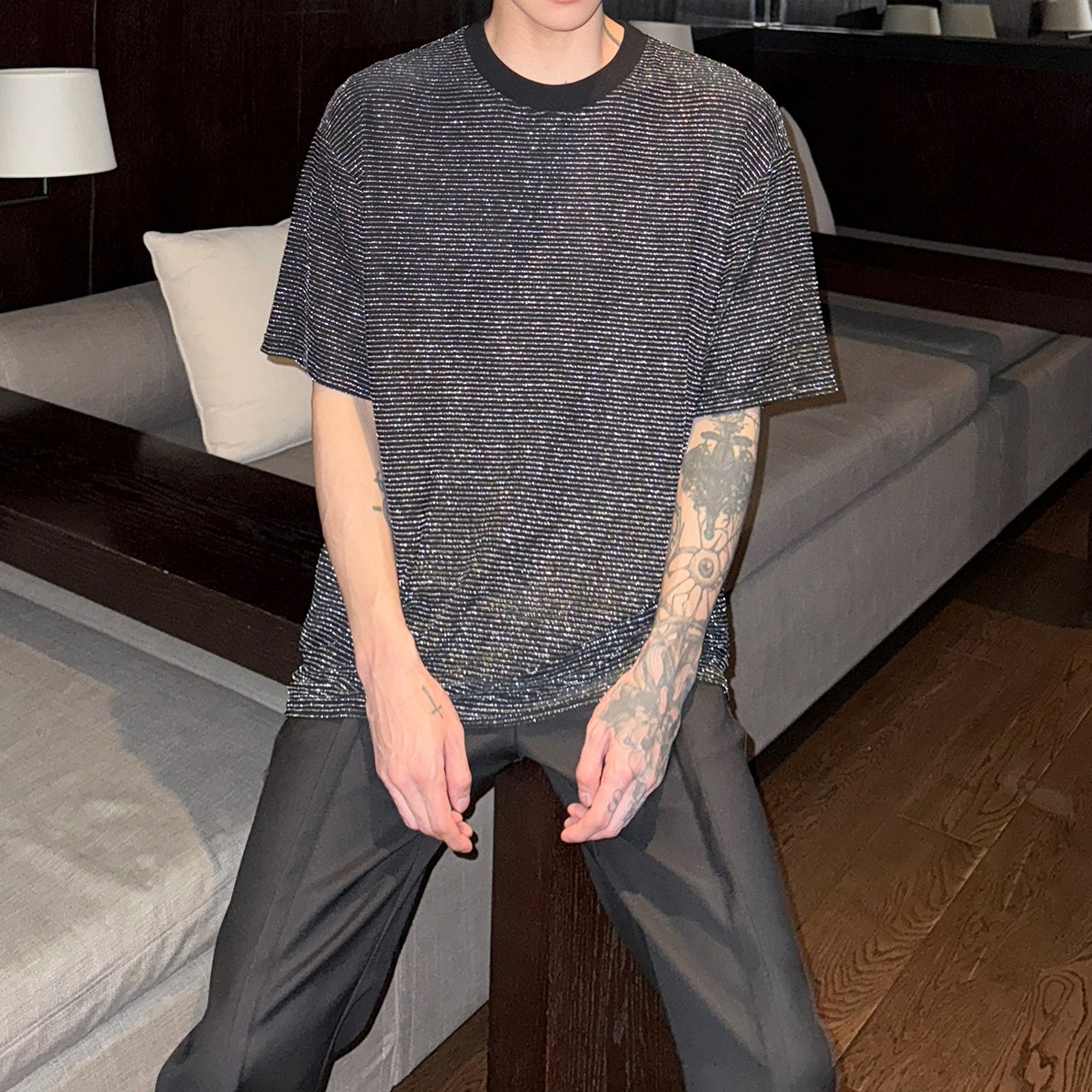 MODEFREAKのシャインボーダールーズTシャツ mf3283の画像